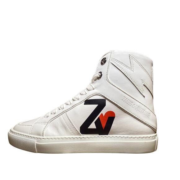 Zadig & Voltaire Logo Zip Sneakers 👟 White Leather | EU 36 / US 5 | NIB ✨ - Picture 1 of 8